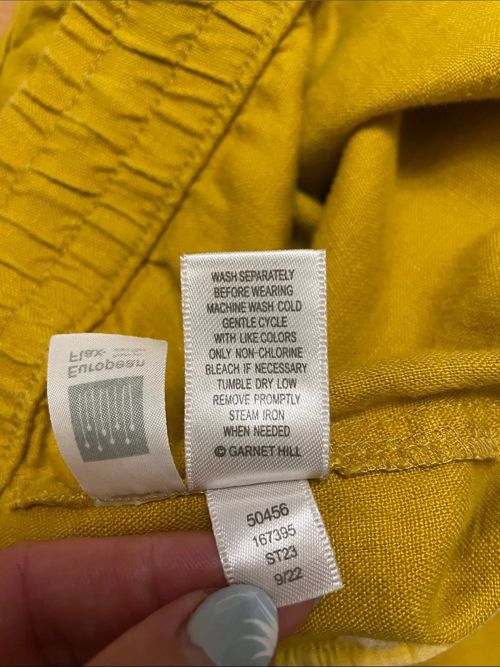Garnet Hill Linen Shorts Size XL Yellow Pull On Pockets High Rise